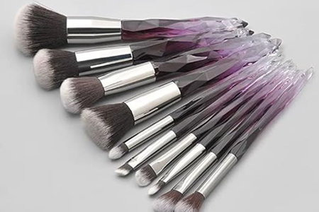 SUTLEJ Diamond Makeup Brushes 10 Pieces Makeup Brush Holder Brush Set Makeup Brushes Set (Dark Purple, Regular)